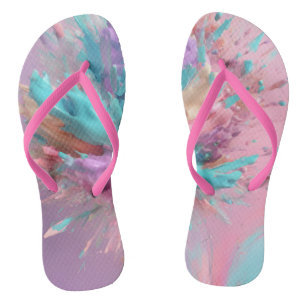 Chanclas Pintura explosiva Resumen Lilac turquesa rosa