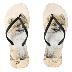 Chanclas Pintura Pomerania (Naranja) - Arte Perro Original