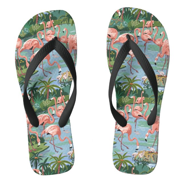 Chanclas Pintura rosa de flamencos por número (Plantilla)