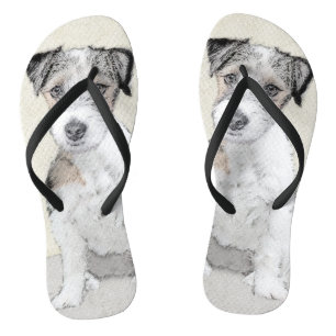 Chanclas Pintura Rusell Terrier - Arte Perro Original