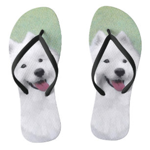 Chanclas Pintura samoyada - Arte de perro original curado