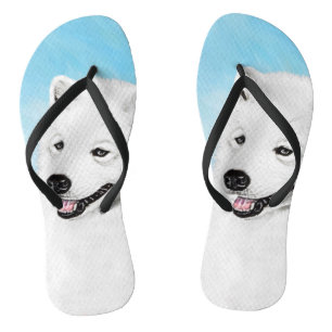 Chanclas Pintura Samoyed - Arte Perro Original Cuto