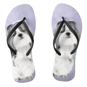 Chanclas Pintura Shih Tzu - Arte original del perro.