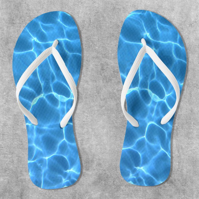 Chanclas Piscina azul brillante Aqua (Swimming Pool Water Flip Flops - Slim Straps)