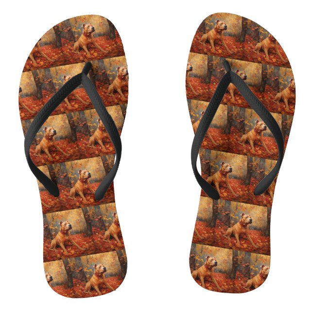 Chanclas Pitbull en las hojas de otoño caen inspiran (Plantilla)