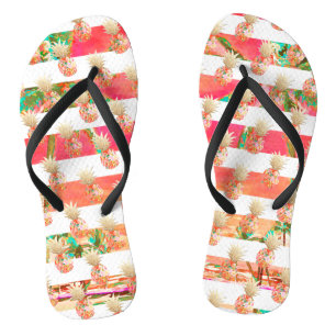 Chanclas PixDezines Aloha Pineapoles+Tiras Flip Flops