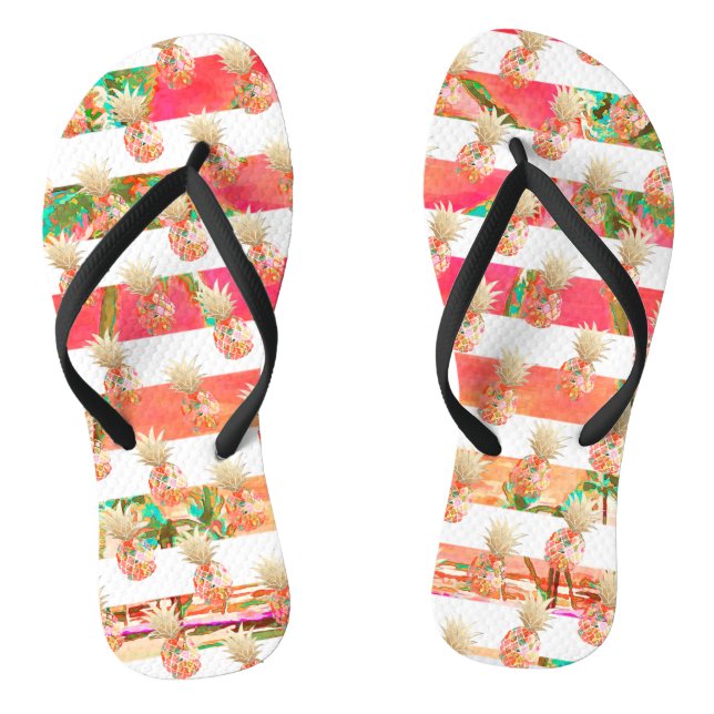 Chanclas PixDezines Aloha Pineapoles+Tiras Flip Flops (Plantilla)