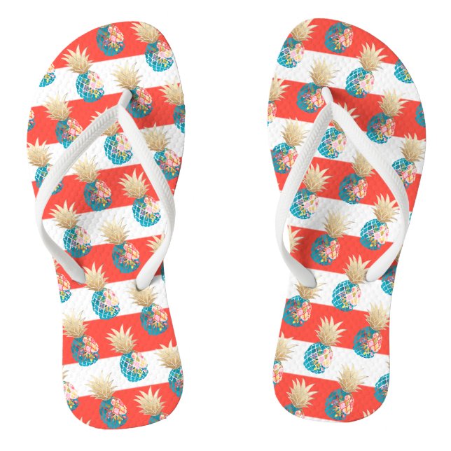 Chanclas PixDezines Aloha Pineapples+Rayas Flip Flops (Plantilla)