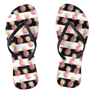 Chanclas PixDezines Aloha Pineapples+Rayas Flip Flops