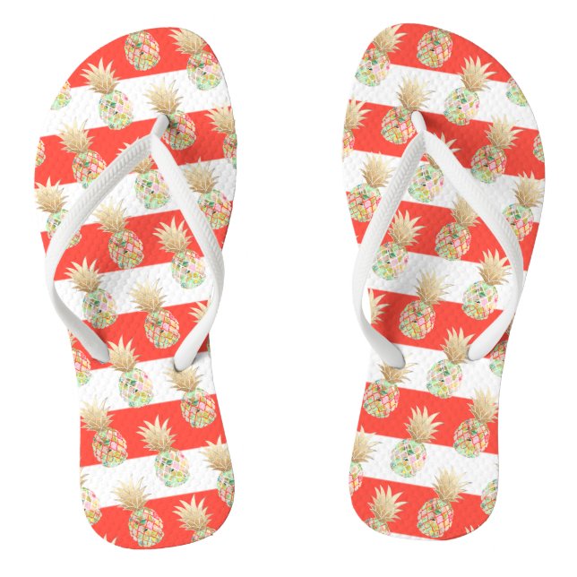 Chanclas PixDezines Aloha Pineapples+Rayas Flip Flops (Plantilla)