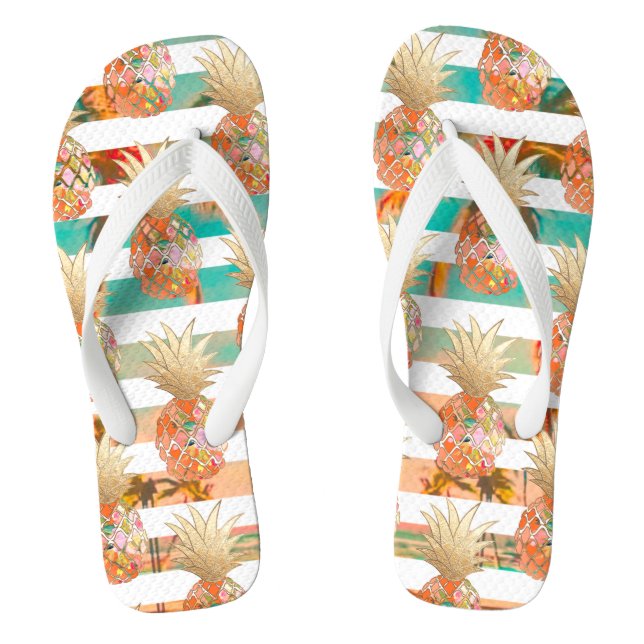 Chanclas PixDezines Aloha Pineapples+Stripes (Plantilla)