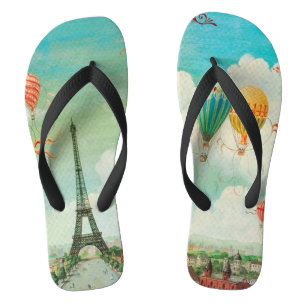 Chanclas PixDezines globos vintage/torre Eiffel/París