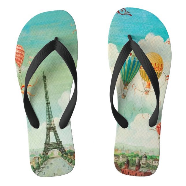 Chanclas PixDezines globos vintage/torre Eiffel/París (Plantilla)