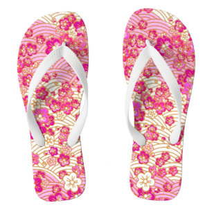 Chanclas PixDezines kimono/rosa sakura/falso chirimen