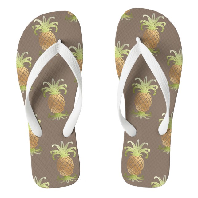 Chanclas PixDezines Pineapples/fondo Faux Gold/DIY (Plantilla)