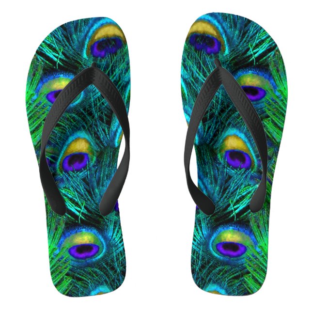 Chanclas PixDezines PSYCHEDELIC PEACOCK FEATHER, COBALTO (Plantilla)