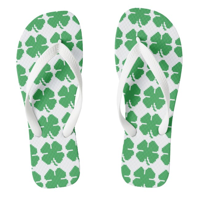 Chanclas Pixel Lucky Four Leaf Clover de 8 bits (Plantilla)