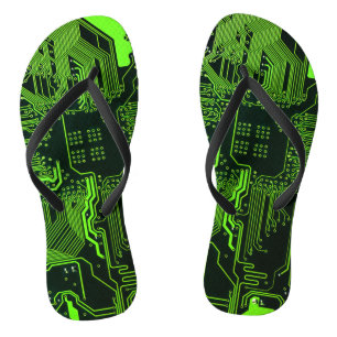 Chanclas Placa de circuito electrónico verde del nerd de sa