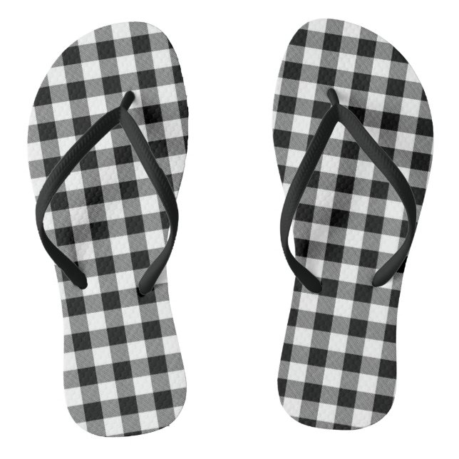 Chanclas Plaid - Blanco Negro - Emo - Par de Flip Flops (Plantilla)