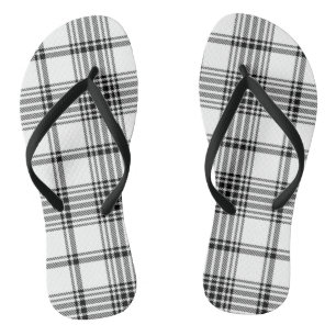 Chanclas Plaid - Blanco Negro - Emo - Par de Flip Flops