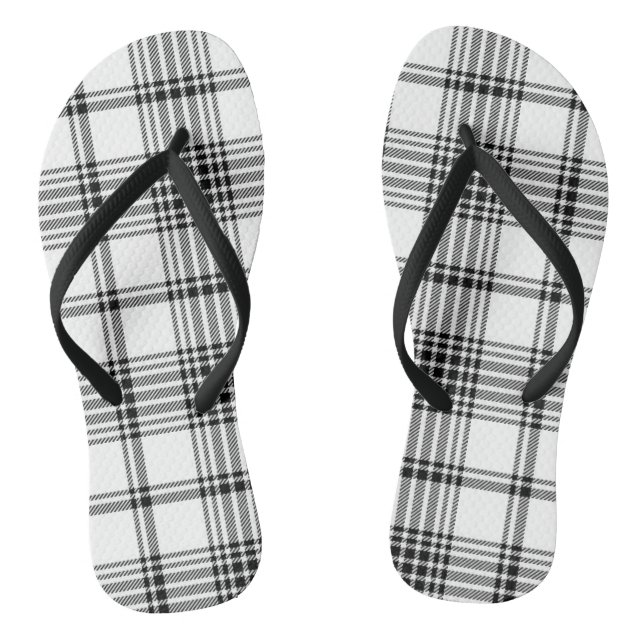 Chanclas Plaid - Blanco Negro - Emo - Par de Flip Flops (Plantilla)