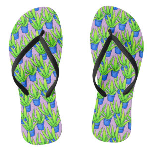 Chanclas Plantas de Aloe Vera Patrón Textil