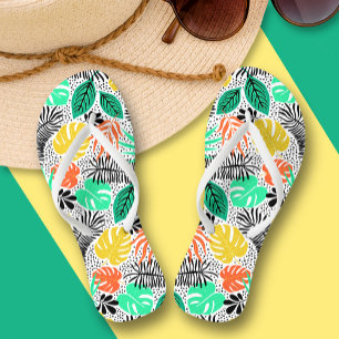 Chanclas Plantas y puntos coloridos