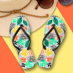 Chanclas Plantas y puntos coloridos Flip Flops