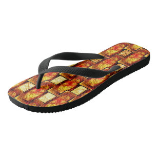 Chanclas Platos rectangulares naranjas marrones tallados y 