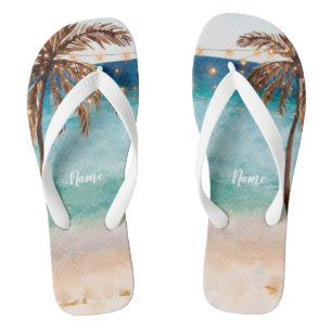 Chanclas playa de verano tropical palmeras fletadas