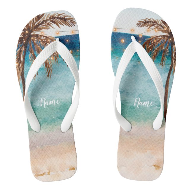 Chanclas playa de verano tropical palmeras fletadas (Plantilla)