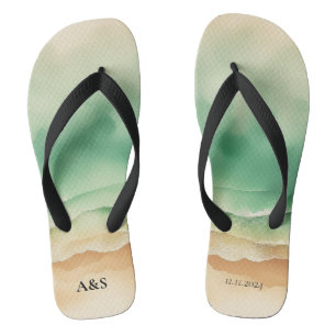 Chanclas Playa del Océano VERANO Acuarela Elegante