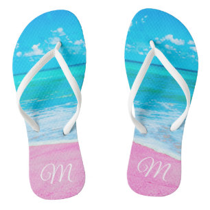 Chanclas Playa Monogramada De Arena Tropical Rosa