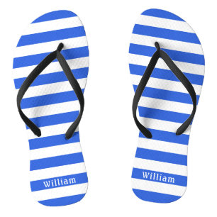 Chanclas Playa personalizada de franjas de cabaña blanca az