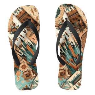 Chanclas plumas tribales del suroeste de Azteca