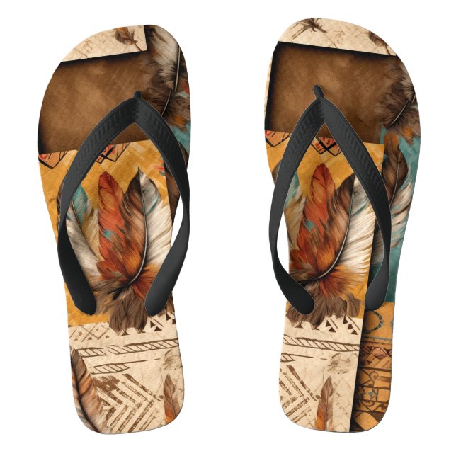 Chanclas plumas tribales del suroeste de Azteca (Plantilla)