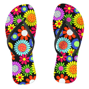 Chanclas Poder de flores hippie de primavera retro