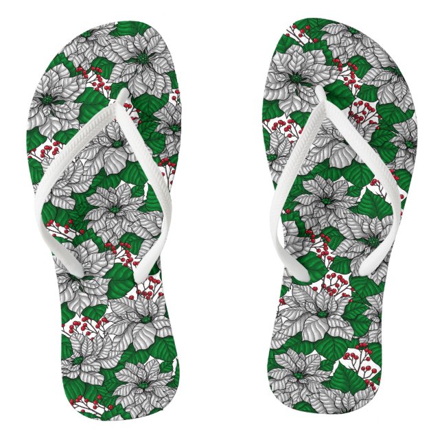 Chanclas Poinsettia blanca, patrón de Navidades (Plantilla)