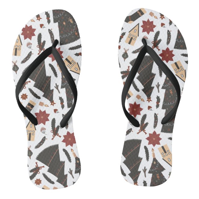 Chanclas Poinsettia de árbol de Navidad vintage (Plantilla)