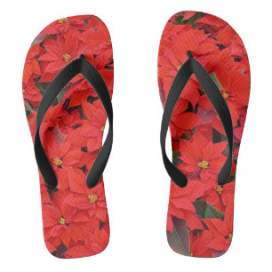 Chanclas Poinsettias rojas Navidad la foto floral navideña