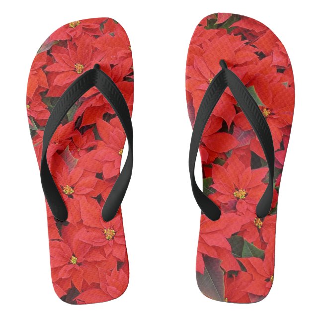 Chanclas Poinsettias rojas Navidad la foto floral navideña (Plantilla)