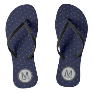 Chanclas Polka monogramado puntos gris oscuro azul