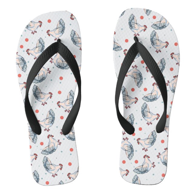 Chanclas Pollos Y Puntos De Polka Flip Flops (Plantilla)