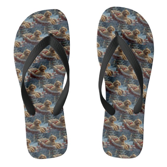Chanclas Poodle Perro Navidad Festivo (Plantilla)