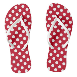 Chanclas Pos de polka blanca sobre rojo