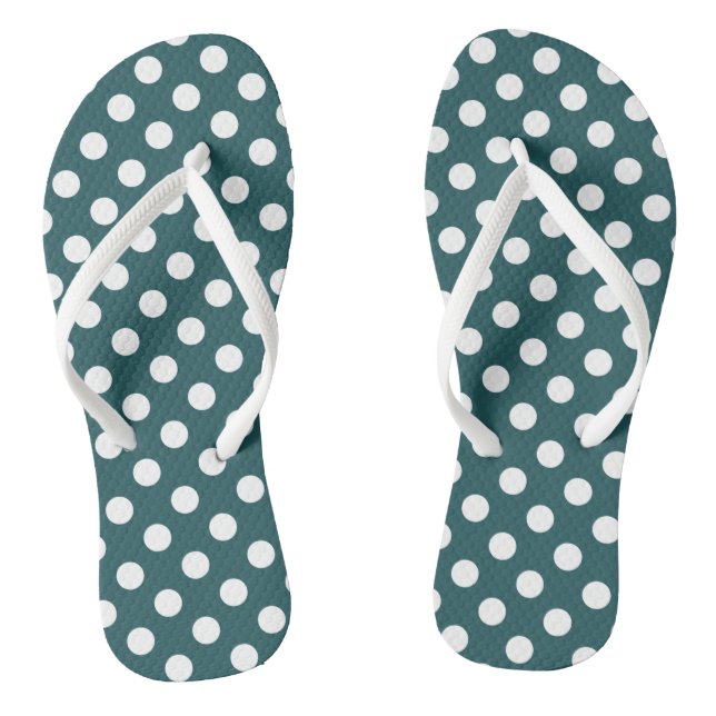 Chanclas Pos de polka blanco en verde azulado (Plantilla)
