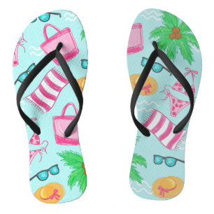 Chanclas Preppy Beach Scene Coastal Bikini Palm Tree