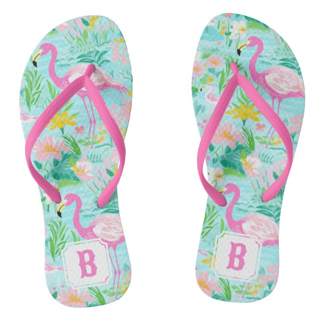 Chanclas Preppy Summer Flamingo | Monograma (Plantilla)