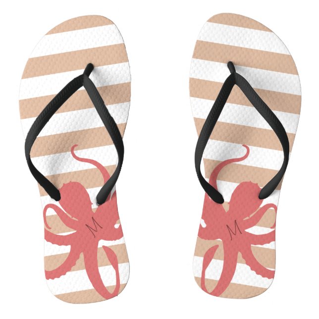 Chanclas Pulpito rojo playa moderna arena blanca rayada (Plantilla)