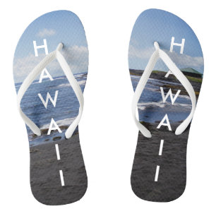 Chanclas Punalu'u Black Sand Beach Hawaii con texto